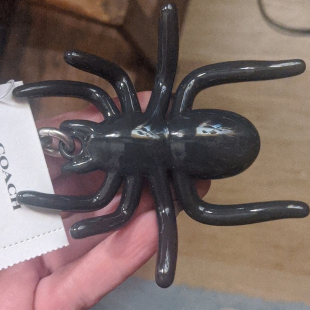 Coach Bag Charm Light Black Enameled Spider with Silver-Toned Hardware - Picture 9 of 12